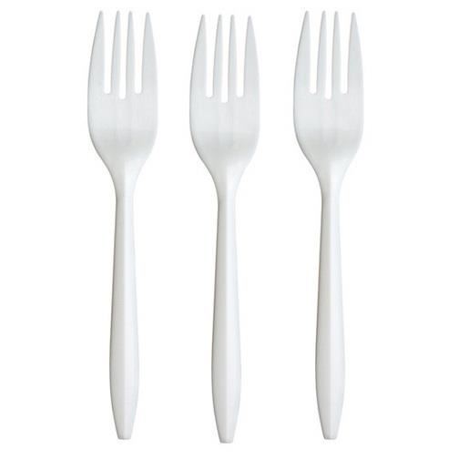 Furculita din plastic Basic, 100 buc/set, alb