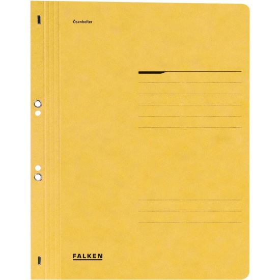 Dosar din carton Falken, de incopciat cu capse, coperta 1/1, sina groasa, 250g/mp, galben 