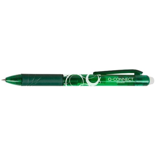 Roller cu mecanism si grip Q-CONNECT Erasable 0.7 mm, verde