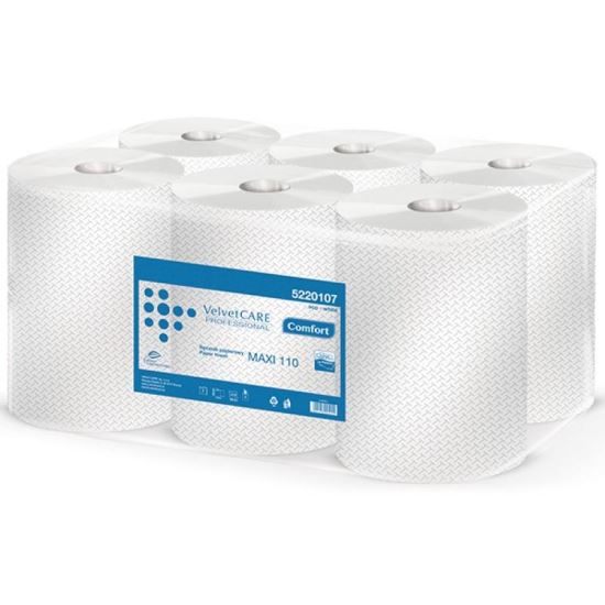 Prosoape monorola VELVET Professional, 110 m, celuloza alb, 2 straturi, 478 foi, h 192 mm, d 190 mm, 6 role/bax