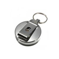 Snur retractabil cu clip pentru buzunar ecuson, metalic cromat, diametru 40 mm, lungime 60 cm