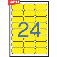 Etichete autoadezive APLI Color, 24/A4, 70 x 37 mm, rotunjite, 20 coli/top, galben