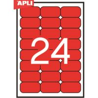 Etichete autoadezive APLI Color, 24/A4, 70 x 37 mm, rotunjite, 20 coli/top, rosu