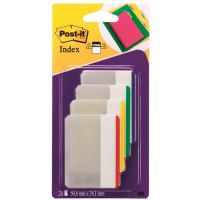 Index adeziv Post-it (686-F1) pentru arhivare, drepte, 50.8 x 38.1 mm, 4 culori, 24 buc/set
