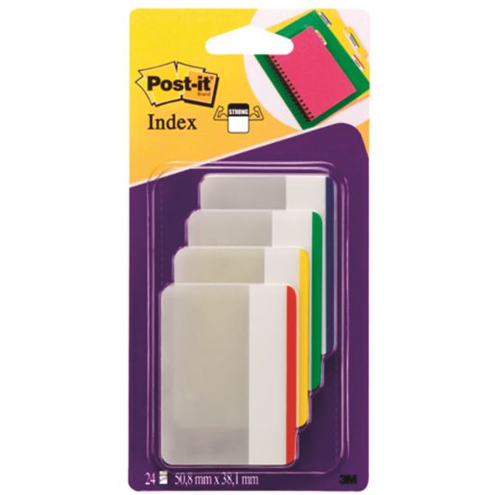 Index adeziv Post-it (686-F1) pentru arhivare, drepte, 50.8 x 38.1 mm, 4 culori, 24 buc/set
