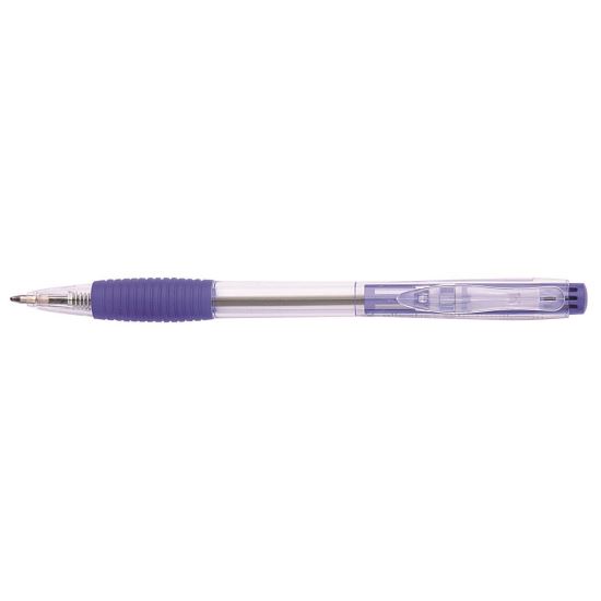 Pix cu mecanism OFFICE Products, corp transparent cu grip, scriere de 0.5mm, albastru