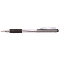 Pix cu mecanism OFFICE Products, corp transparent cu grip, scriere de 0.5mm, negru