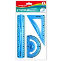 Set geometrie KEYROAD, color, (rigla 20 cm, echer 18 cm, raportor 10 cm)