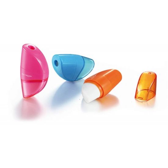 Ascutitoare plastic cu radiera KEYROAD Orange, div. culori