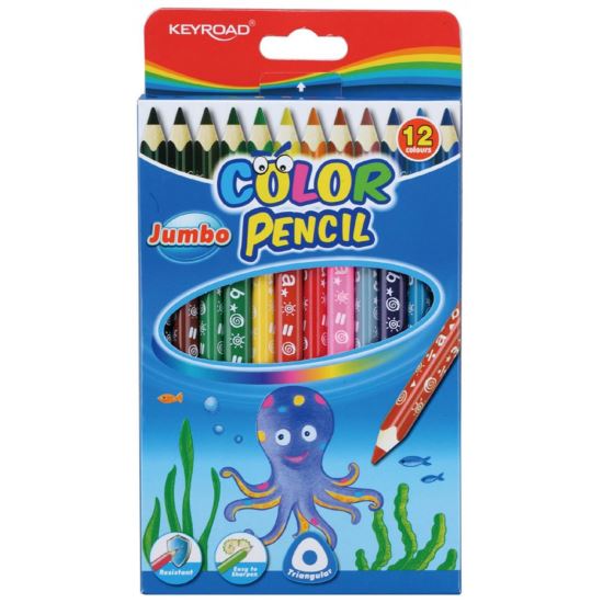 Creioane color KEYROAD Jumbo 12 culori