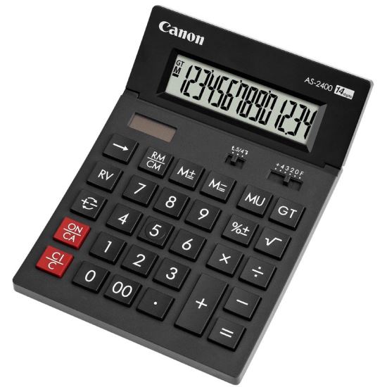 Calculator de birou Canon AS-2400, solar, 14 cifre, afisaz inclinat, format mare