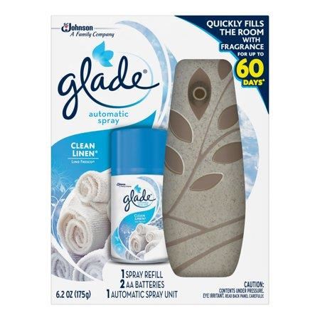 Odorizant camera Glade Automatic aparat cu baterii si rezerva spray 269 ml, Clean Linen