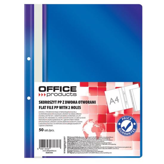 Dosar din plastic cu sina si doua perforatii OFFICE Products, albastru inchis, bleumarin