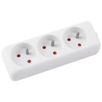 Prelungitor OFFICE Products fara intrerupator, 3 prize si cablu de 3 m, cu pamantare, alb