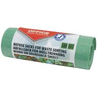 Saci menajeri colecatare selectiva OFFICE Products, 120 litri, rezistenti, LDPE, 10 buc/set, verde (deseuri sticla)