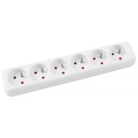 Prelungitor OFFICE Products fara intrerupator, 6 prize si cablu de 3 m, cu pamantare, alb