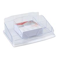 Organizator de birou OFFICE Products, 6 compartimente, cub hartie alb inclus, transparent