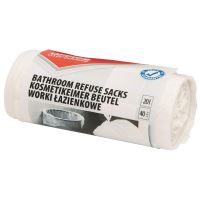 Saci menajeri pentru baie OFFICE Products, 20 litri, standard, HDPE, 40 buc/set, alb