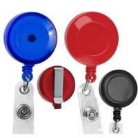 Snur retractabil cu clip pentru buzunar ecuson, plastic, diametru 32 mm, lungime max 75 cm, negru