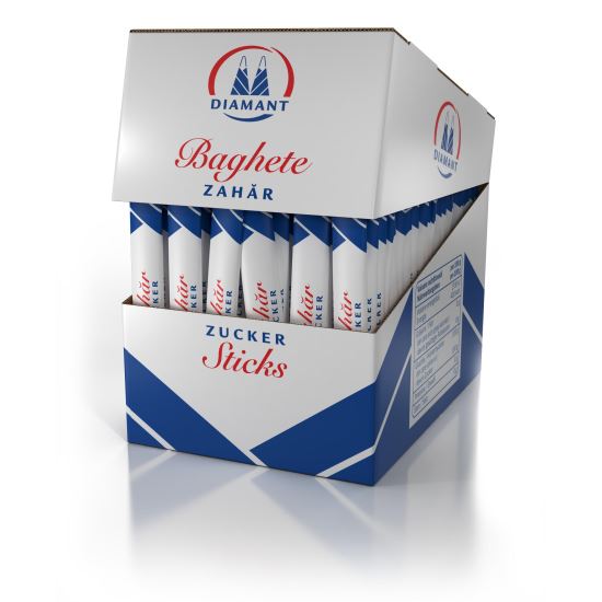 Zahar cristal alb DIAMANT, baghete stick 5 g x 100 buc