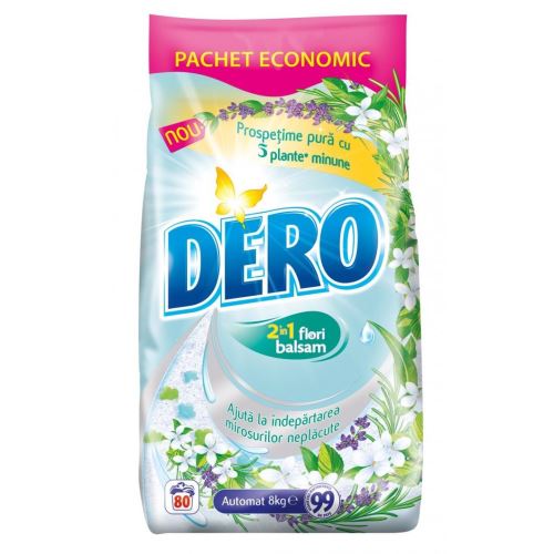 Detergent pudra DERO 8 kg, automat, Prospetime 2 in 1, 80 spalari
