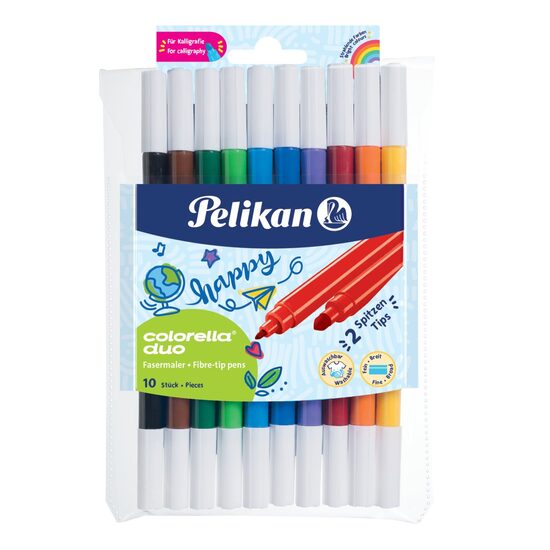 Carioci Pelikan C407 Colorella Duo cu doua varfuri (gros+subtire), 10 culori