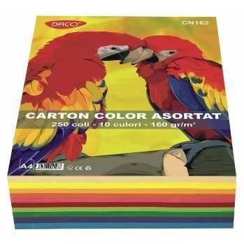 Carton color DACO Mix, A4, 160 gr, 250 coli/top, 10 culori intense