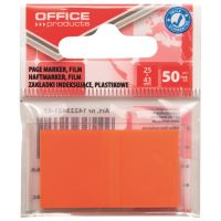 Page marker din plastic OFFICE Products, 25 X 43 mm, 50 file, portocaliu neon
