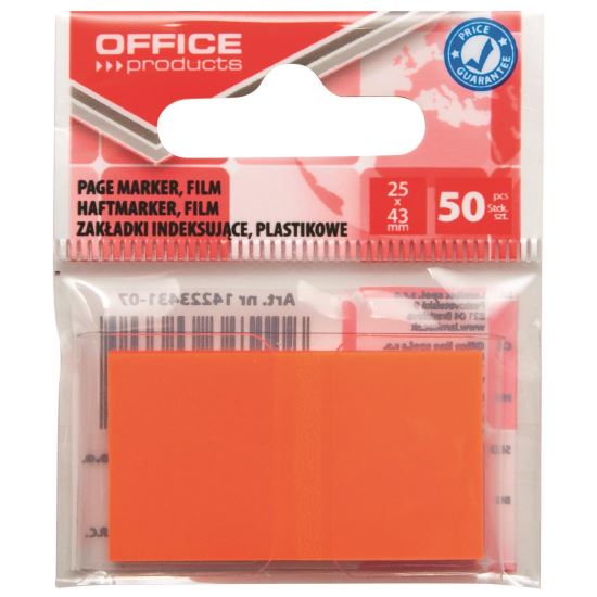 Page marker din plastic OFFICE Products, 25 X 43 mm, 50 file, portocaliu neon
