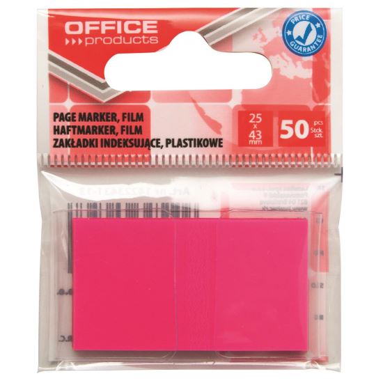 Page marker din plastic OFFICE Products, 25 X 43 mm, 50 file, roz neon