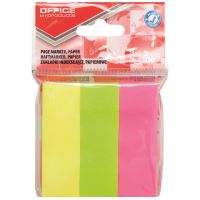 Page marker din hartie OFFICE Products, 26 x 76 mm, set 3 x 100 file pastel