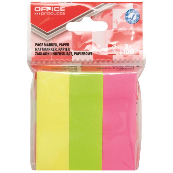 Page marker din hartie OFFICE Products, 26 x 76 mm, set 3 x 100 file pastel