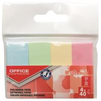 Page marker din hartie OFFICE Products, 20 x 50 mm, set 4 x 40 file pastel