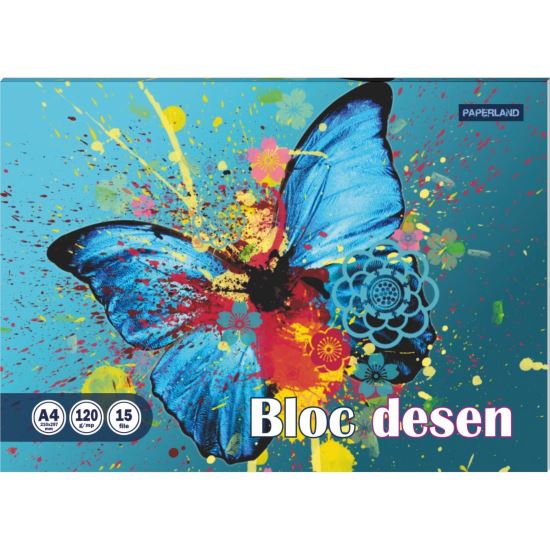 Bloc desen Paperland, A4, 15 file, hartie 120 gr, coperta policromie
