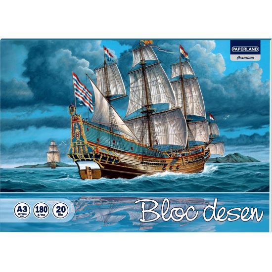 Bloc desen Paperland, A3, 16 file, hartie 220 gr, spate mucava, coperta policromie