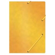 Mapa din carton OFFICE Products, cu burduf si elastic pe colturi, carton 390 gsm, galben