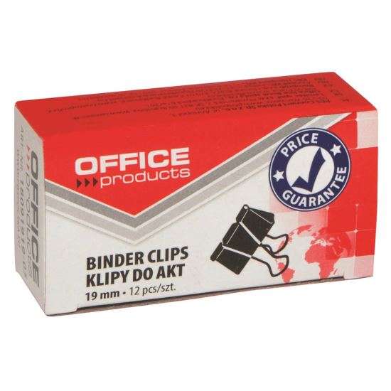 Clips metalic OFFICE Products, 19 mm, 12 bucati, negru