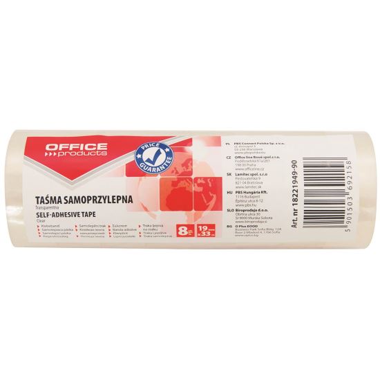 Banda adeziva de birou OFFICE Products, 19 mm x 33 m, 8 bucati