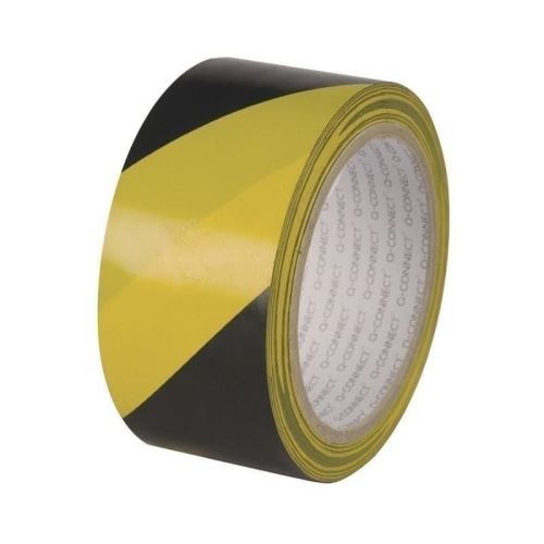 Banda adeziva de atentionare/semnalizare Q-CONNECT, 48 mm x 20 m, negru/galben