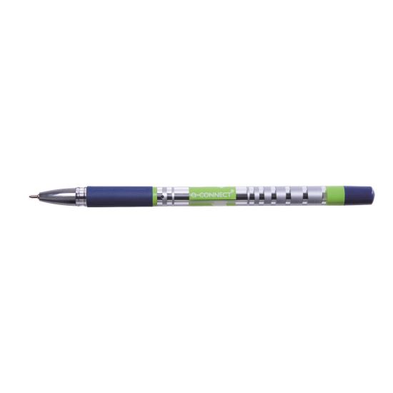 Pix cu gel Q-CONNECT Slick Needle Point, corp transparent cu grip, scriere de 0.3 mm, albastru