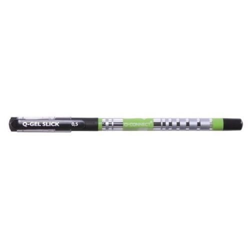 Pix cu gel Q-CONNECT Slick Needle Point, corp transparent cu grip, scriere de 0.3 mm, negru