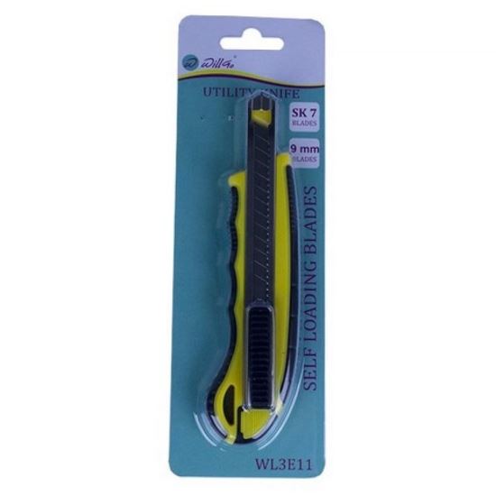 Cutter profesional Eco, lama de 9 mm, maner cauciucat, inlocuire automata lame, galben/negru
