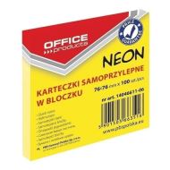 Notite adezive OFFICE Products,  76 x 76 mm, galben neon,  100 file