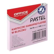 Notite adezive OFFICE Products,  76 x 76 mm, roz pastel,  100 file