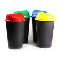 Cos din plastic Flip-Flap, colectare selectiva, 60 litri, capac galben
